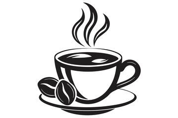 Coffee Cup Silhouette Black and White Coffee Art