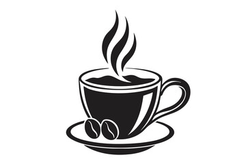 Obraz premium Coffee Cup Silhouette Black and White Coffee Art