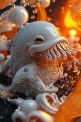 Whimsical Water Creature in an Ethereal Setting