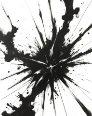 Abstract Ink Explosion Art on White Background png, cutout