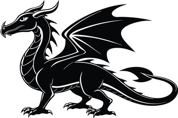 Fototapeta premium Dragon silhouette vector illustration