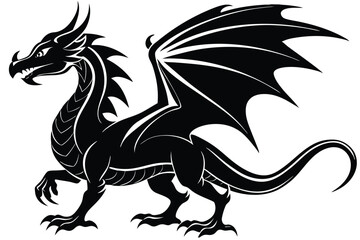 Naklejka premium dragon flying silhouette on white background, vector