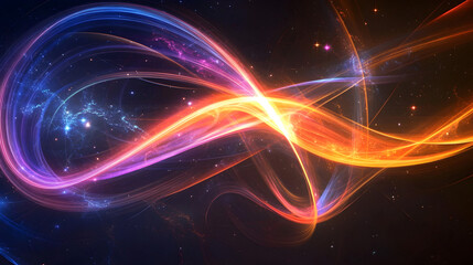 Obraz premium neon ribbons floating through a dark cosmic-inspired background 