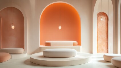 Modern Minimalist Interior Design with Soft Orange Tones