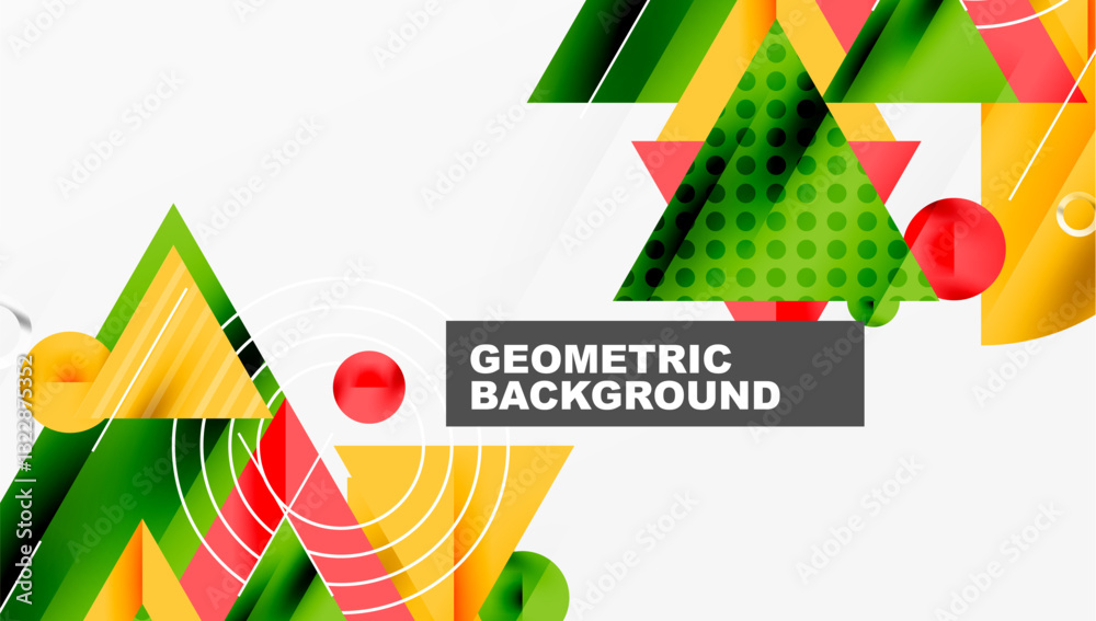Poster Modern geometric background - overlapping triangles with smooth gradients and semi-transparency