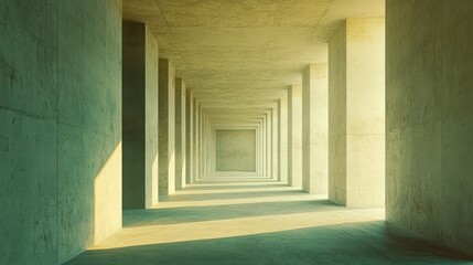 Fototapeta premium Abstract architectural interior with concrete columns and natural light creating a serene atmosphere
