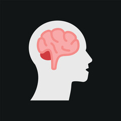 Brain icon represents intelligence and creativity, perfect for neuroscience, mental health, education, and innovation-themed designs.