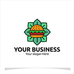 logo designs concept, An elegant with a blooming flower forming the shape of a burger for your business