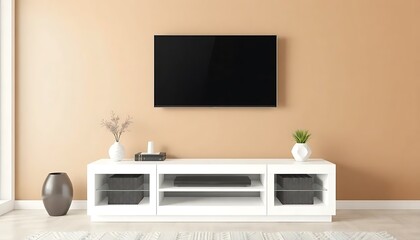 Fototapeta premium A Cabinet Television Wall Living Room