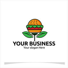 logo designs concept, An elegant with a blooming flower forming the shape of a burger for your company