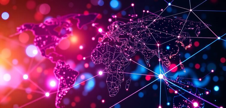 Global interconnected network, digital world, social media, wifi,  interconnection