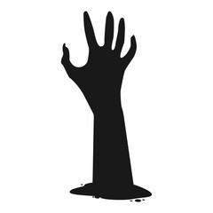 Zombie Hand Silhouette on White Background. Flat Vector Illustration.