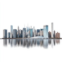 Fototapeta premium Stunning Panoramic View of the New York City Skyline Reflected in Calm Water