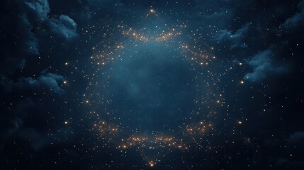 Fototapeta premium Abstract Cosmic Artwork Hexagonal Star Formation in Dark Blue Night Sky