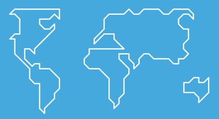 Simple stylized world map. Minimal style continents outlines. Flat vector illustration isolated on white background.
