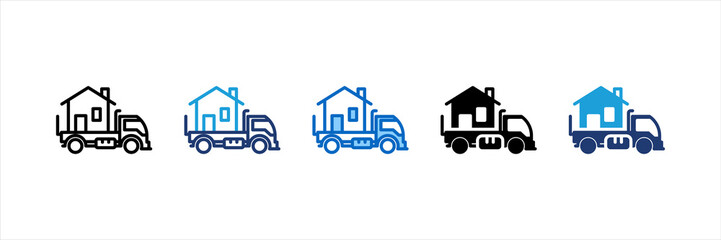 Naklejka premium Moving Truck Multi Style Icon Set