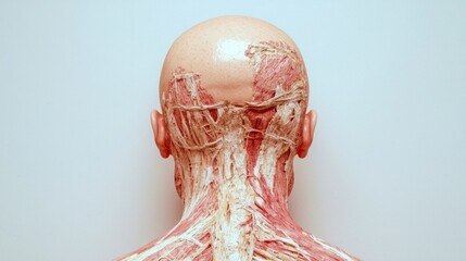 Obraz premium Realistic 3D Render Male Head Neck Anatomy Muscles High Resolution Image