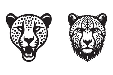 Cheetah head silhouette with white background