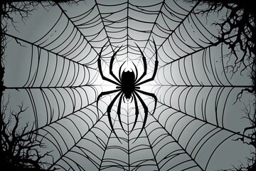 Fototapeta premium Haunting Isolated Spider Web Spectral Vector Artwork with Creepy Line Art