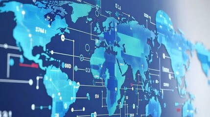 Abstract Digital World Map with Network Connections