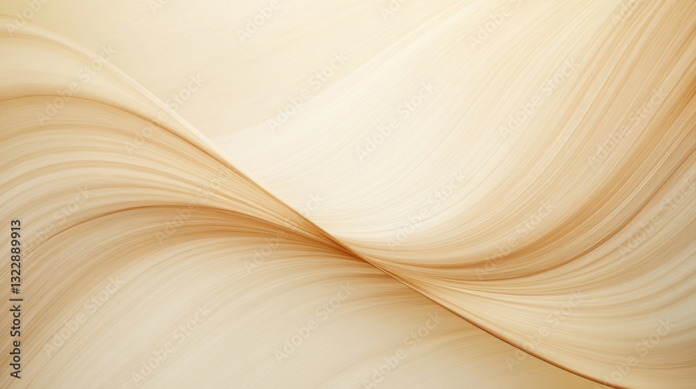 Poster warm wooden texture with flowing lines in beige and brown, showcasing modern organic design principl