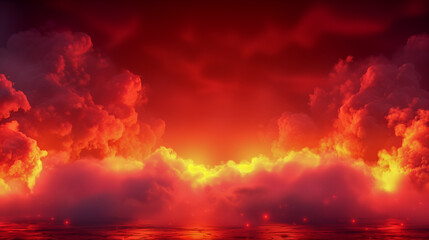 Naklejka premium Fiery Red Clouds Over a Dramatic Horizon
