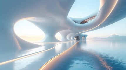 Modern streamlined architecture and flooring