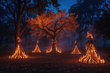 Enigmatic Halloween Night Fire Celebration Extravaganza