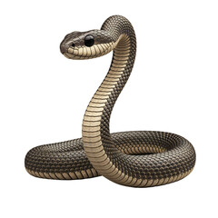 Realistic 3D-Rendered Snake Coiled on White Background