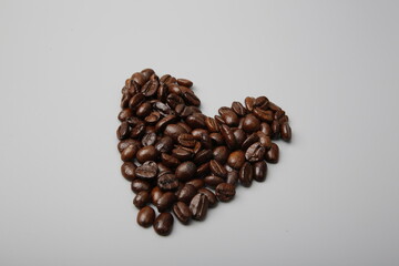 coffee beans in the shape of heart