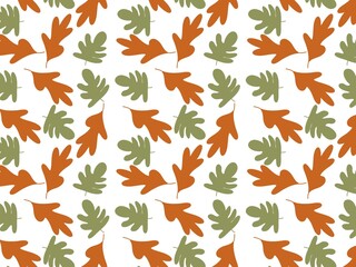 leaf pattern with a minimalist design, combining orange and green colors on a white background