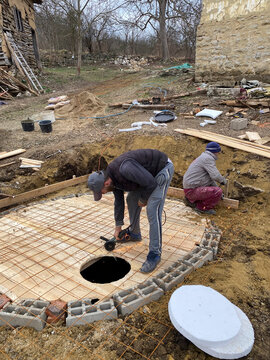 Building a septic tank.