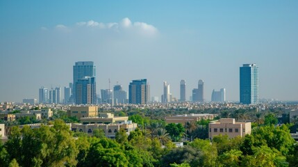 Obraz premium The stunning Riyadh skyline with a mix of modern and traditional buildings.