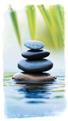 Obraz premium Stacked Stones in Water: Zen Balance and Wellness