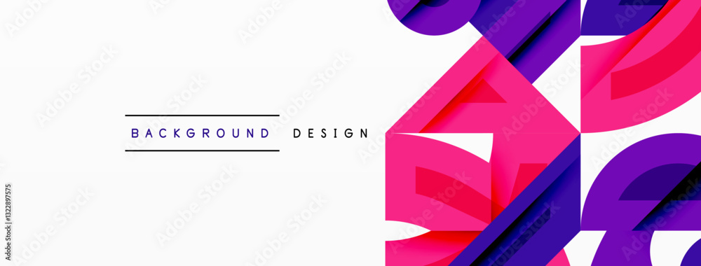 Aufkleber Abstract geometric background with shapes, featuring circular and rounded elements. Bold contrast, smooth gradients, dynamic composition, futuristic style