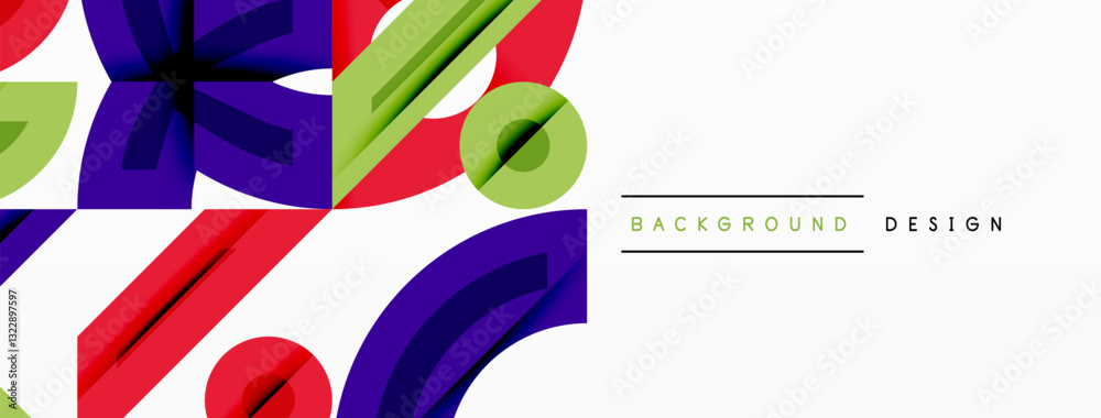 Wall mural abstract geometric background with shapes, featuring circular and rounded elements. bold contrast, s
