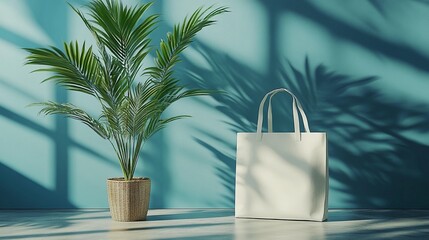 Eco Tote Bag & Plant Mockup