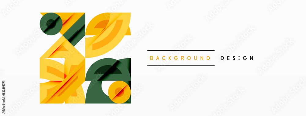 Wall mural abstract geometric background with shapes, featuring circular and rounded elements. bold contrast, s