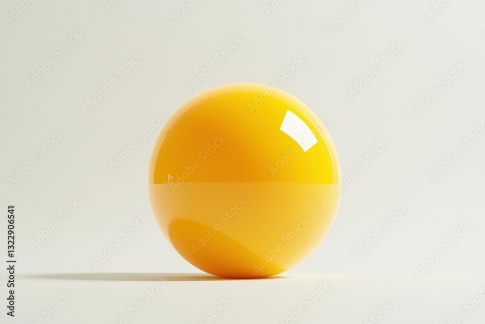 Aufkleber Spherical yellow object on plain light background showing smooth surface and sleek reflection in studio setup