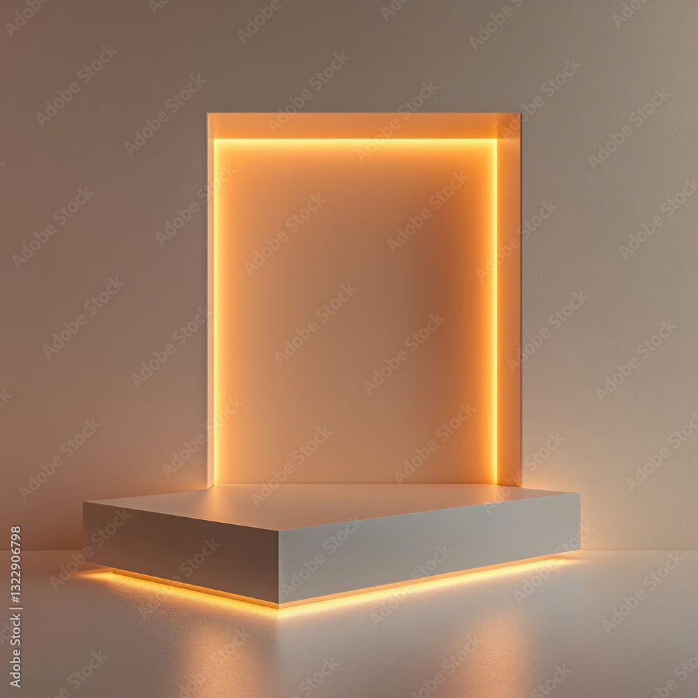 Aufkleber Modern display podium with minimalist aesthetic luminous glow elegant presentation backdrop smooth surface soft color