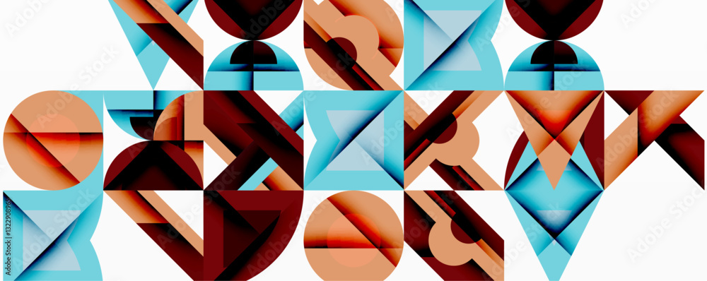 Aufkleber Minimal geometric abstract background. Circle square and triangle design