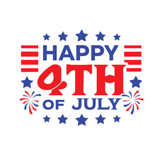 4th of July Typography Vector | Minimalist Text and Letter Design for Independence Day