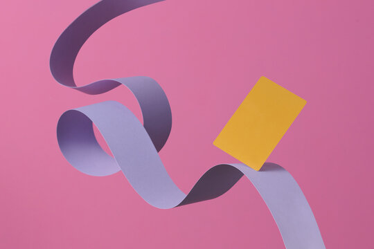 Abstract Composition with Pink Background and Curved Paper