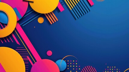 Colorful geometric shapes on a vibrant blue background (1)