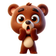 Fototapeta premium Cartoon of a brown bear being excited and shocked