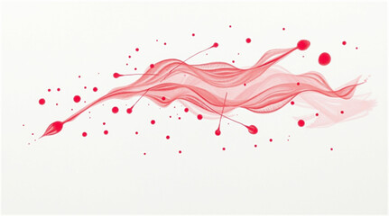 Abstract Red Fluid Wave, White Background, Dynamic Splashes, No People