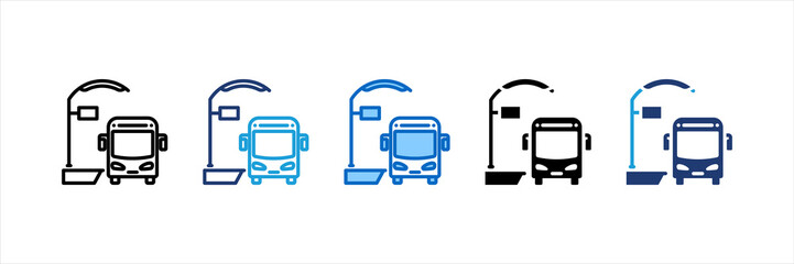 Bus Stop Multi Style Icon Set