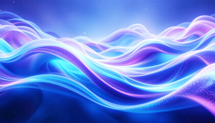 Fototapeta premium Abstract background of modern tech gradient waves in blue and pink hues, technology, modern, abstract, background, waves. Dynamic abstract light trails in neon pink and blue hues.