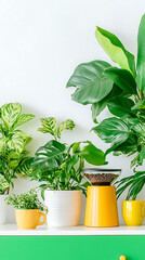 Obraz premium Greenery display indoor plant arrangement modern home still life bright environment close-up view natural aesthetics