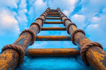 Wooden Ladder Reaching for the Sky: A Symbol of Aspiration